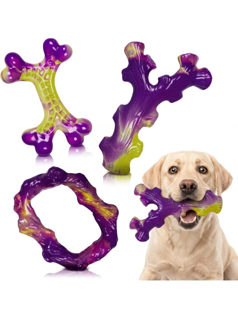 Durable Indestructible Dog Toys for Aggressive Chewers - 3 Pack for Large Breeds